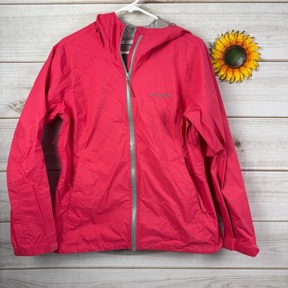 Columbia Womens L Pink Rain Hooded Jacket‎